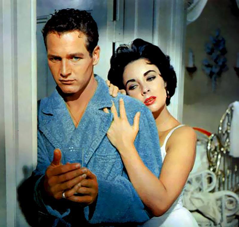 Paul Newman y Liz Taylor en La gata sobre el tejado de zinc, 1958