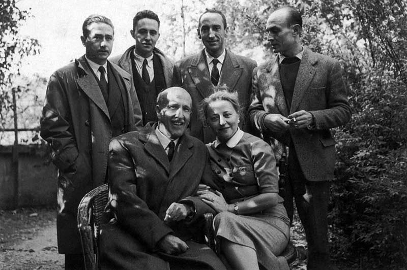 Jardín de Vicente Aleixandre.Medardo Fraile, Claudio Rodríguez, Carlos Bousoño, José Hierro, Vicente Aleixandre y Concha Lagos