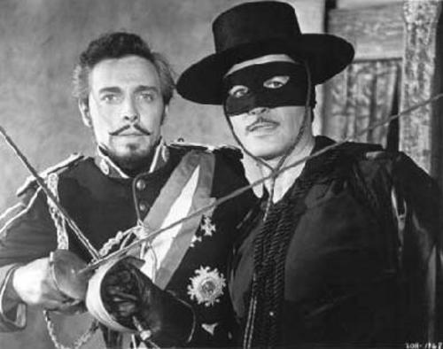 Britt Lomond (Capitán Monastario) y Guy Williams (el Zorro)